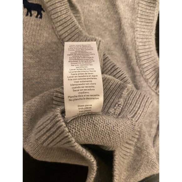 Carters Baby Infant 3mth Grey Knit Sweater Vest Boys V-Neck Church Holiday - Picture 5 of 9